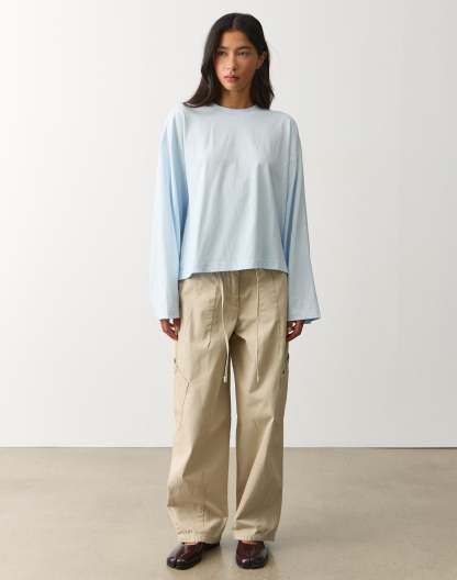 Cotton Boxy Long Sleeve Top
