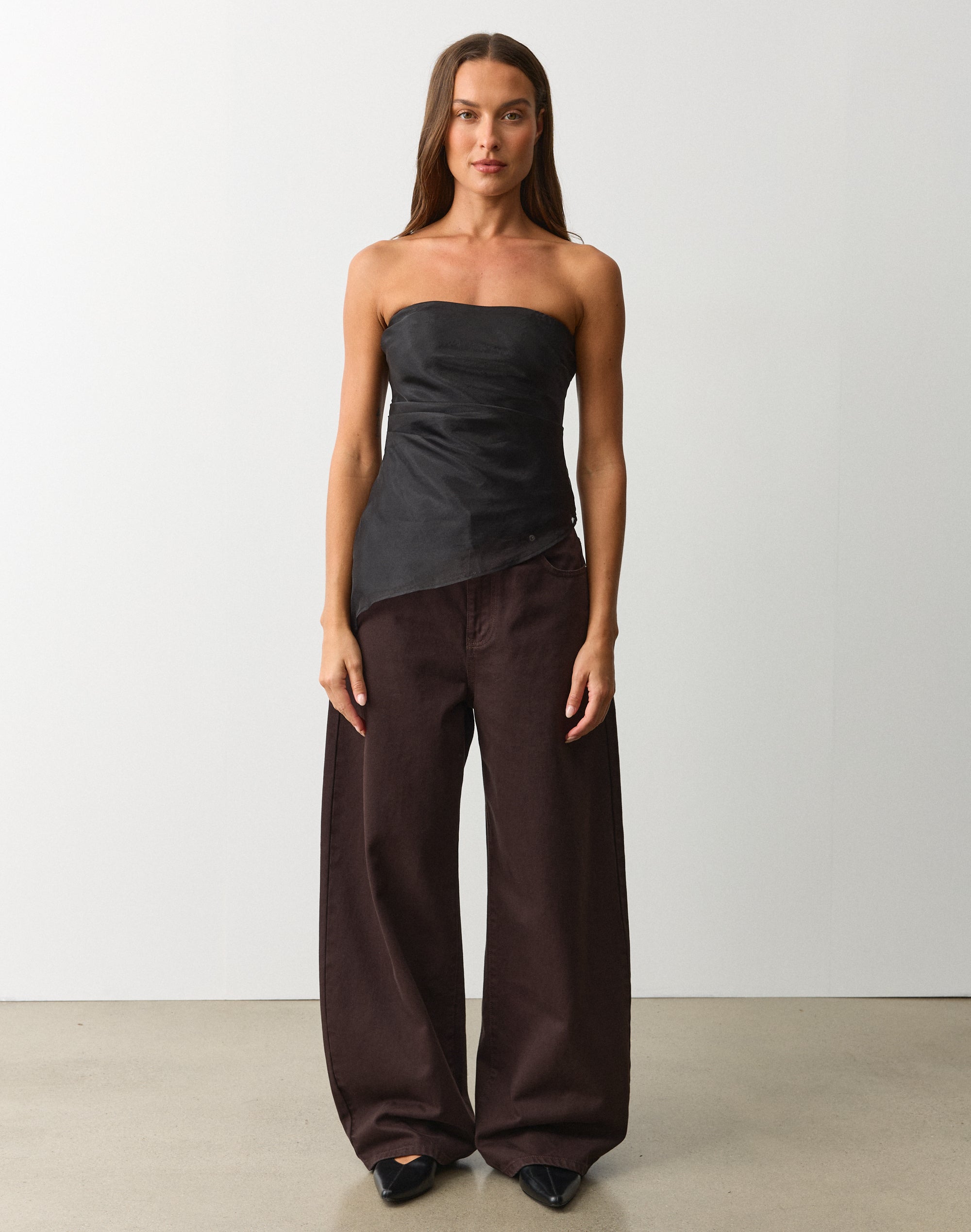 Asymmetrical Organza Strapless Top