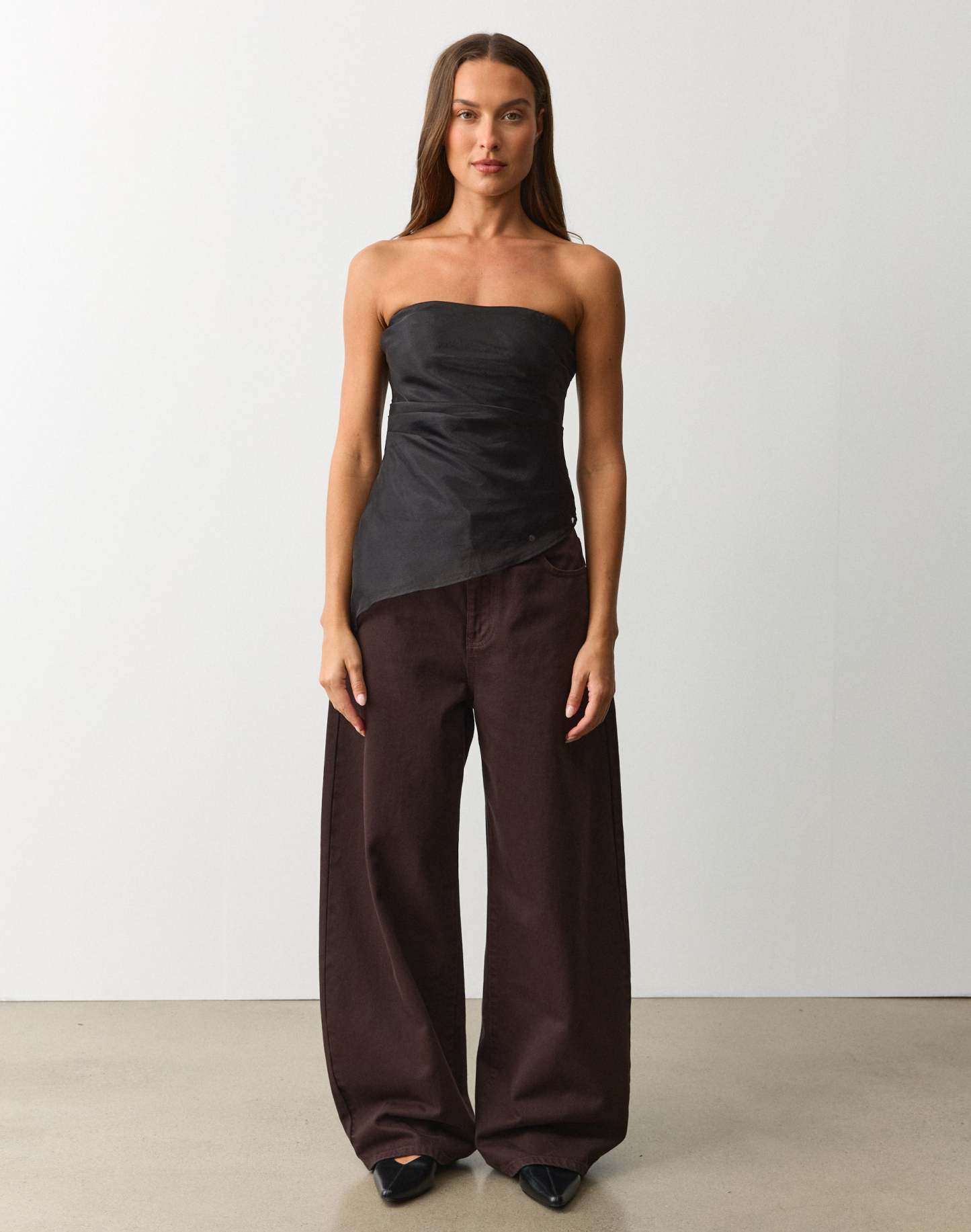 Asymmetrical Organza Strapless Top
