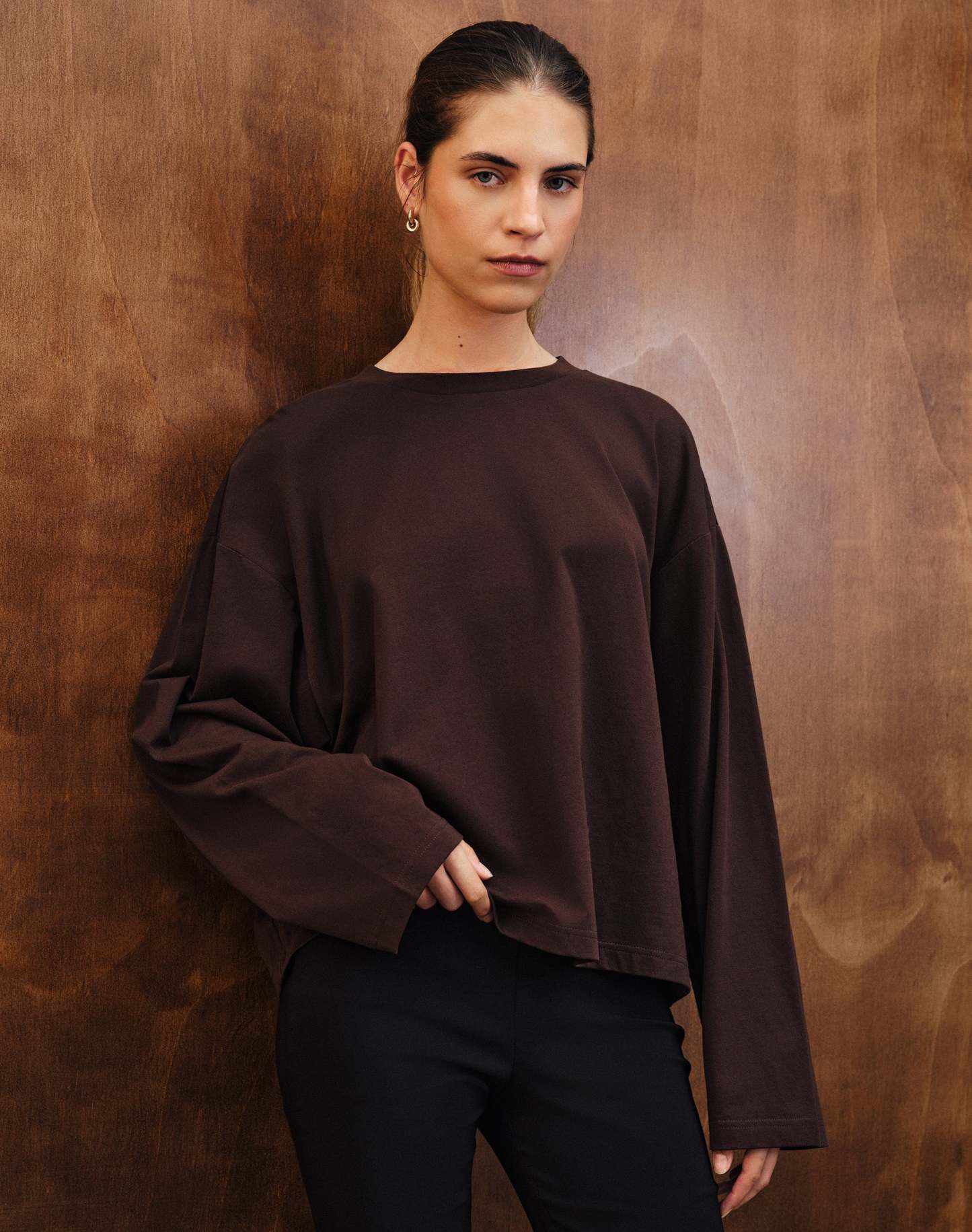 Cotton Boxy Long Sleeve Top
