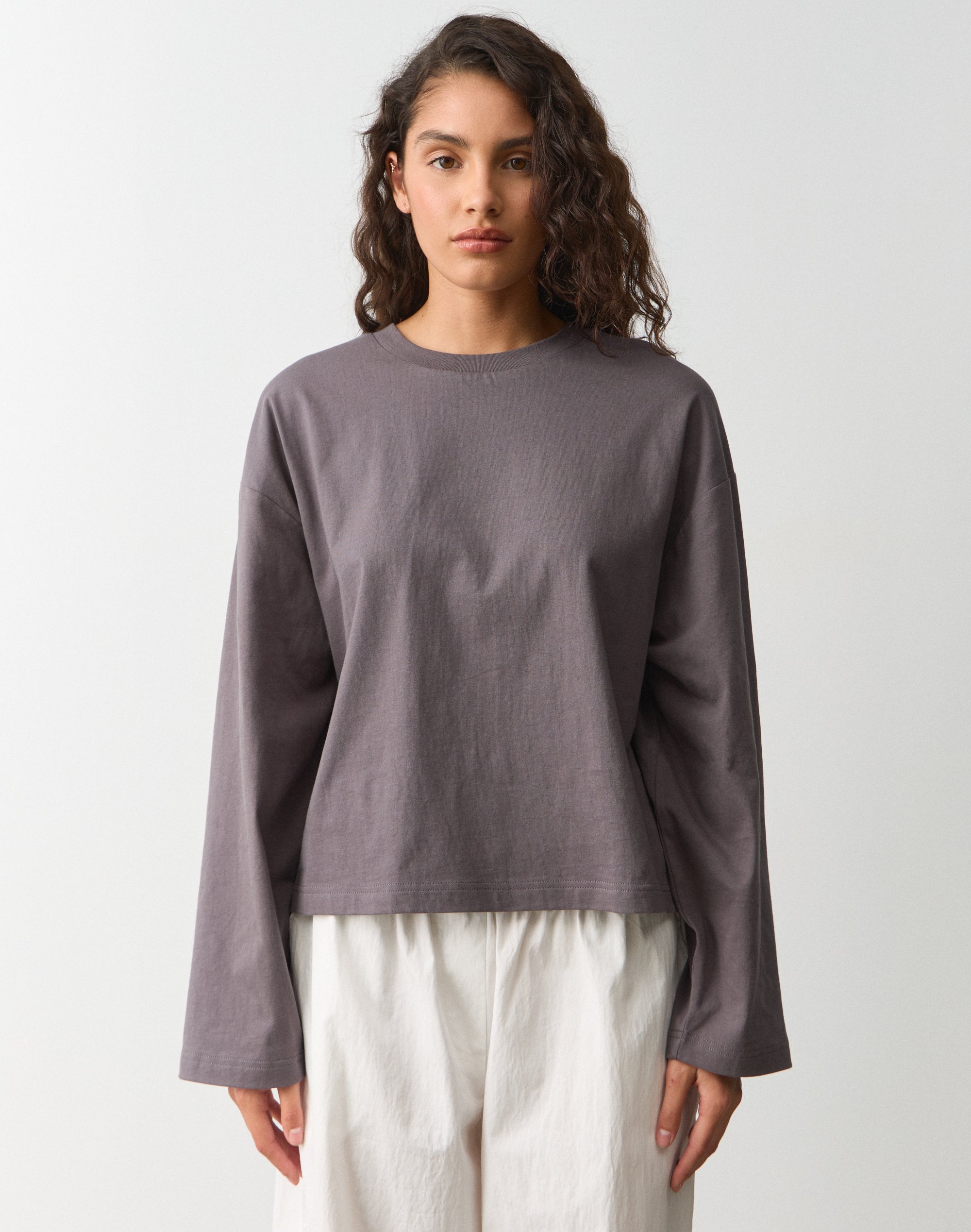 Cotton Boxy Long Sleeve Top