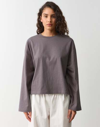 Cotton Boxy Long Sleeve Top