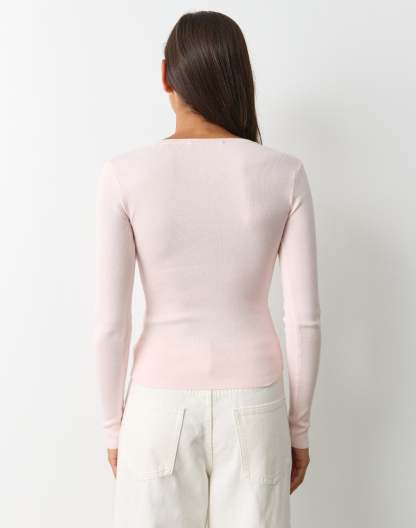Rib Button Up Knit Cardigan