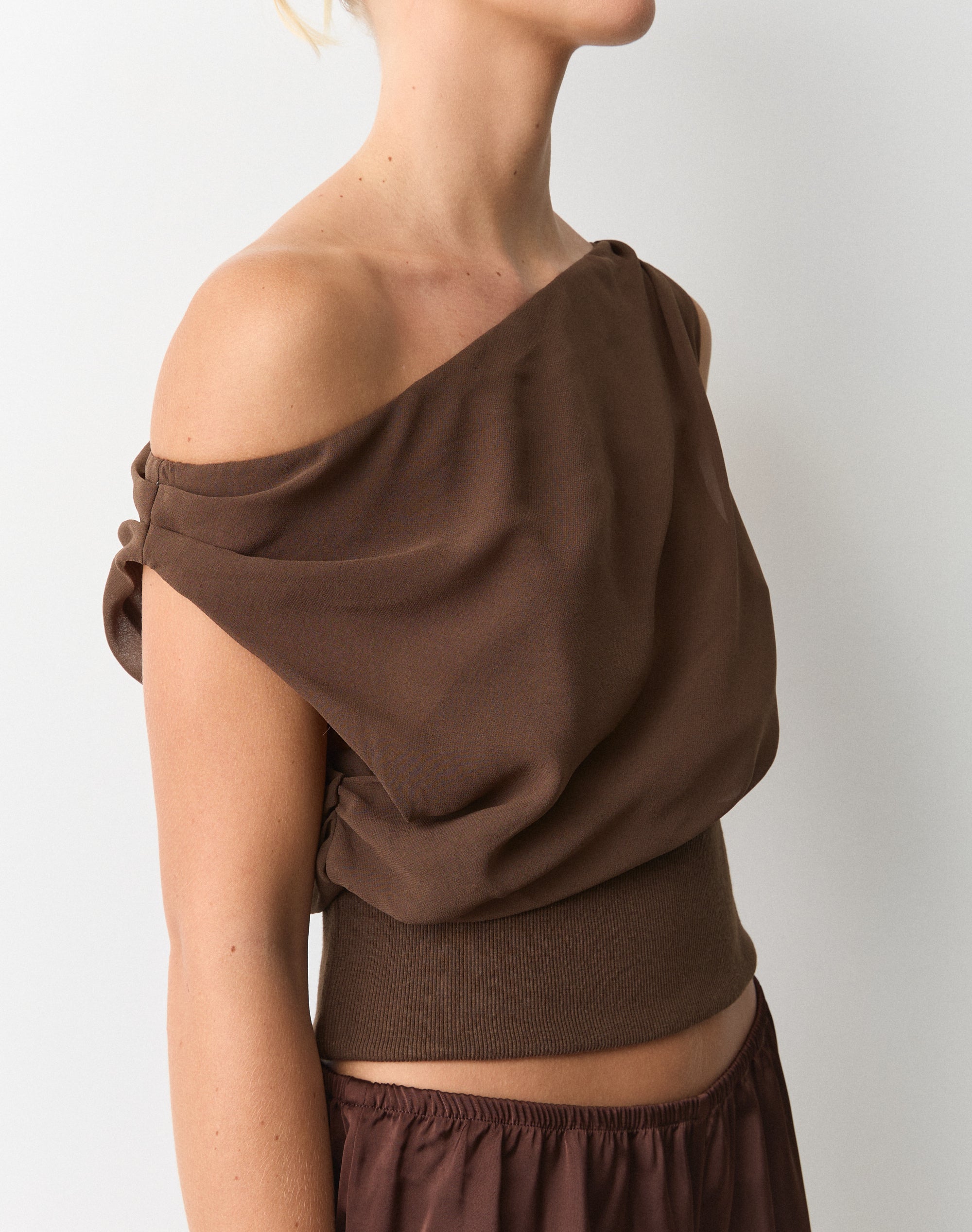 Chiffon Off Shoulder Cinched Top