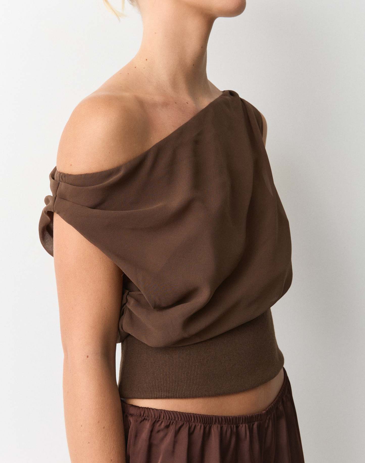 Chiffon Off Shoulder Cinched Top
