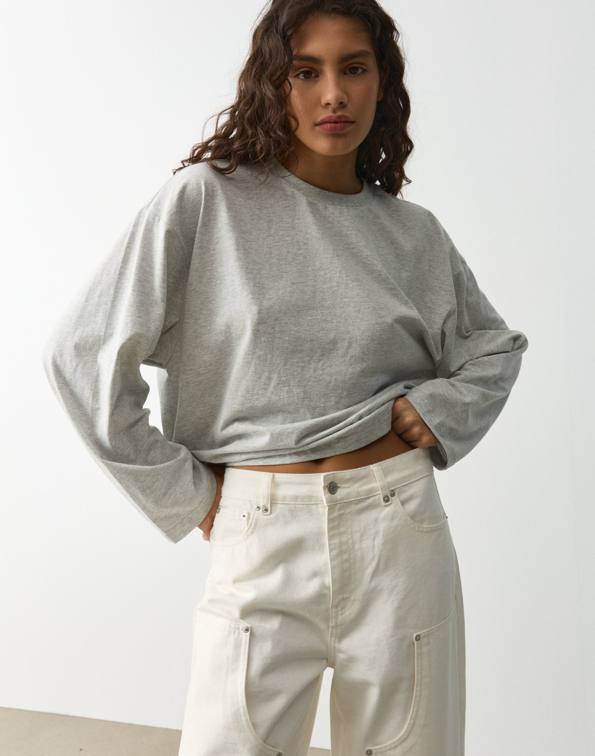 Cotton Boxy Long Sleeve Top
