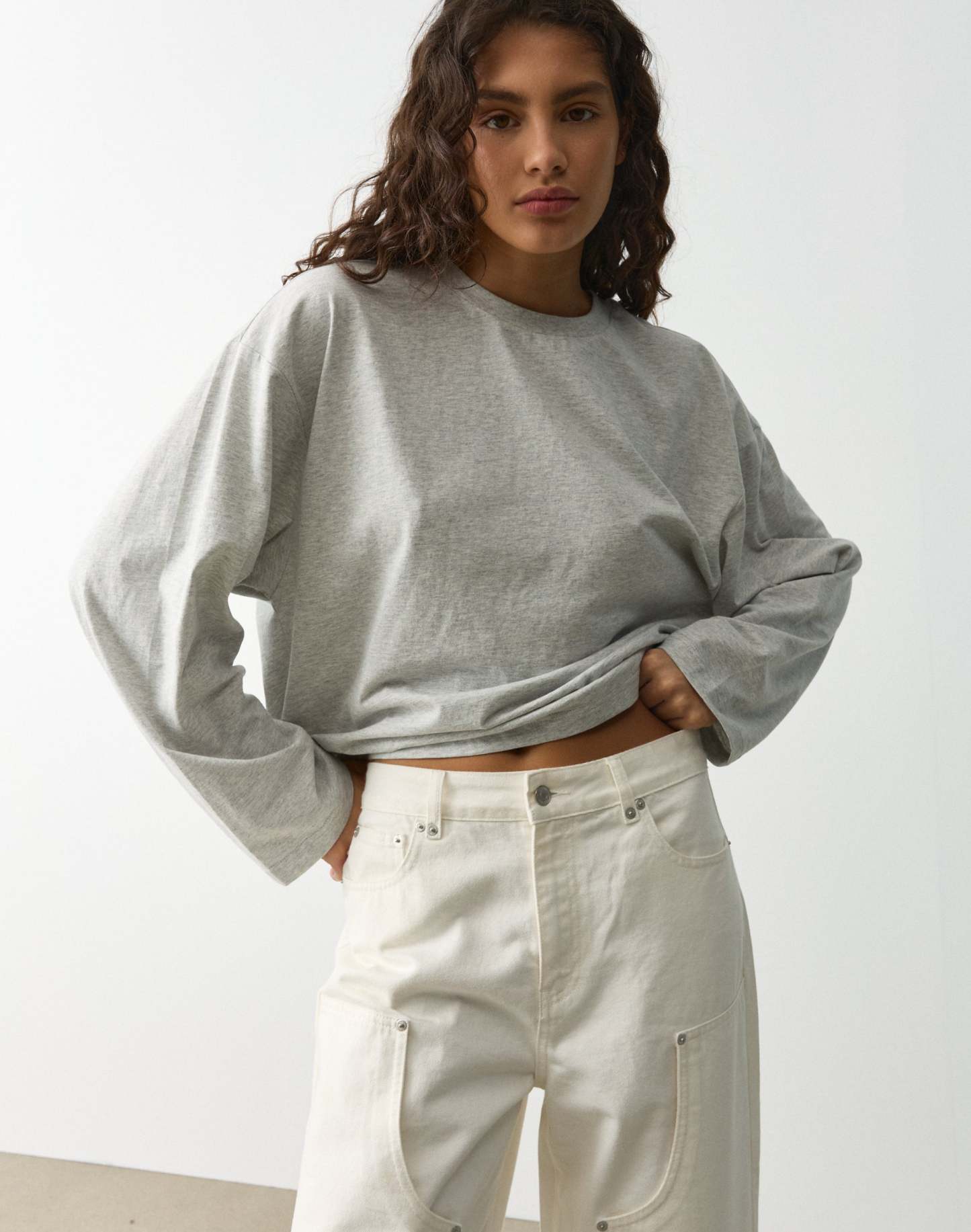 Cotton Boxy Long Sleeve Top