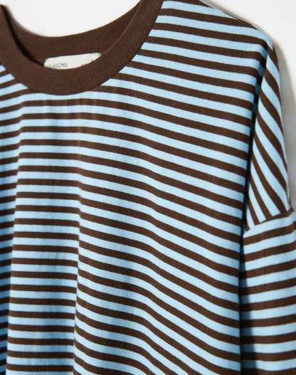 Stripe Cotton Boxy Long Sleeve Top