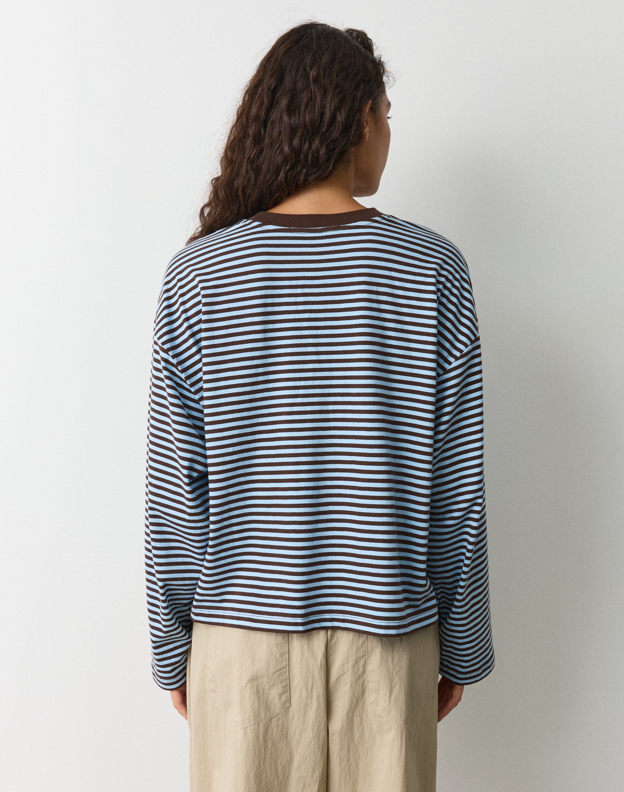 Stripe Cotton Boxy Long Sleeve Top