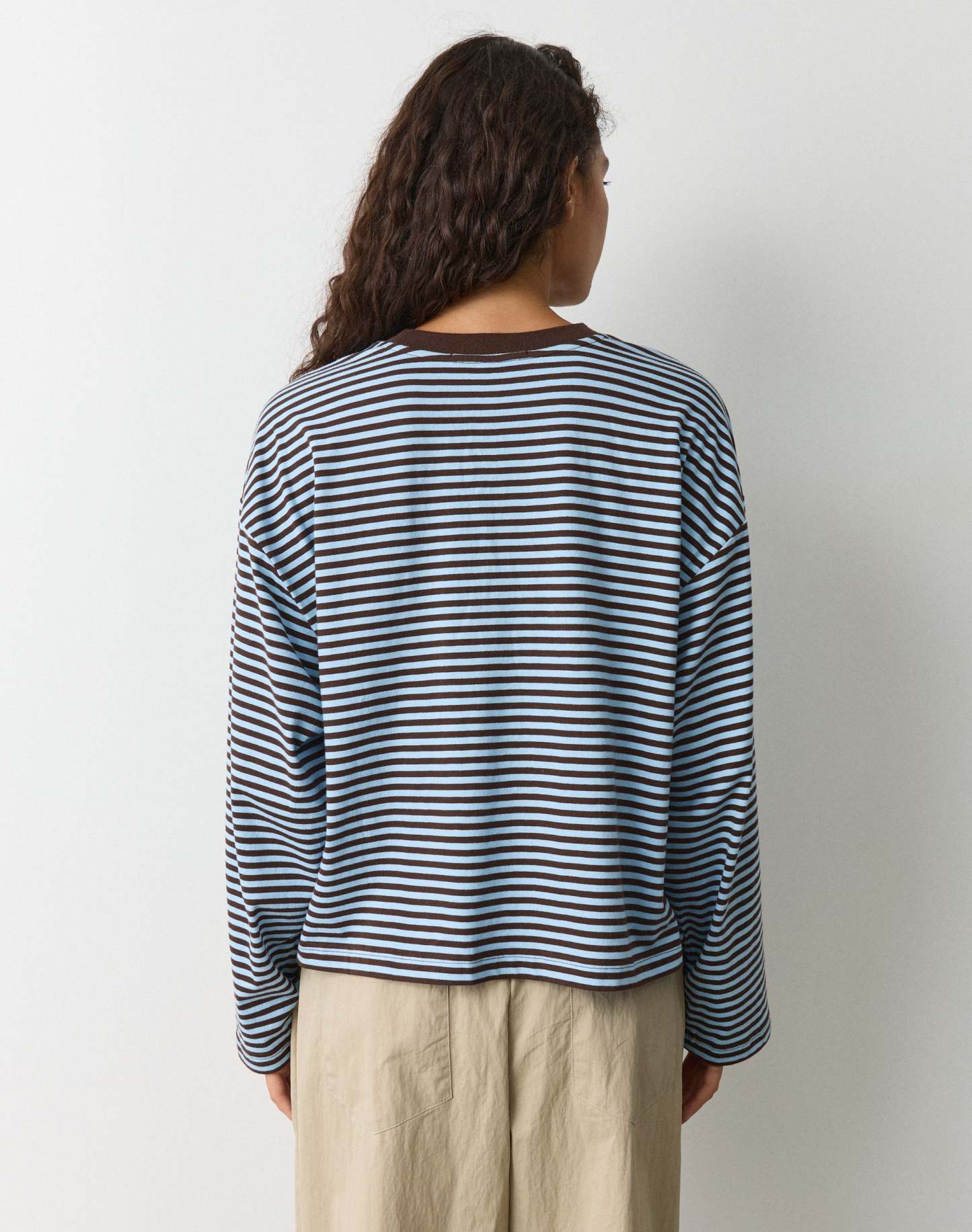 Stripe Cotton Boxy Long Sleeve Top