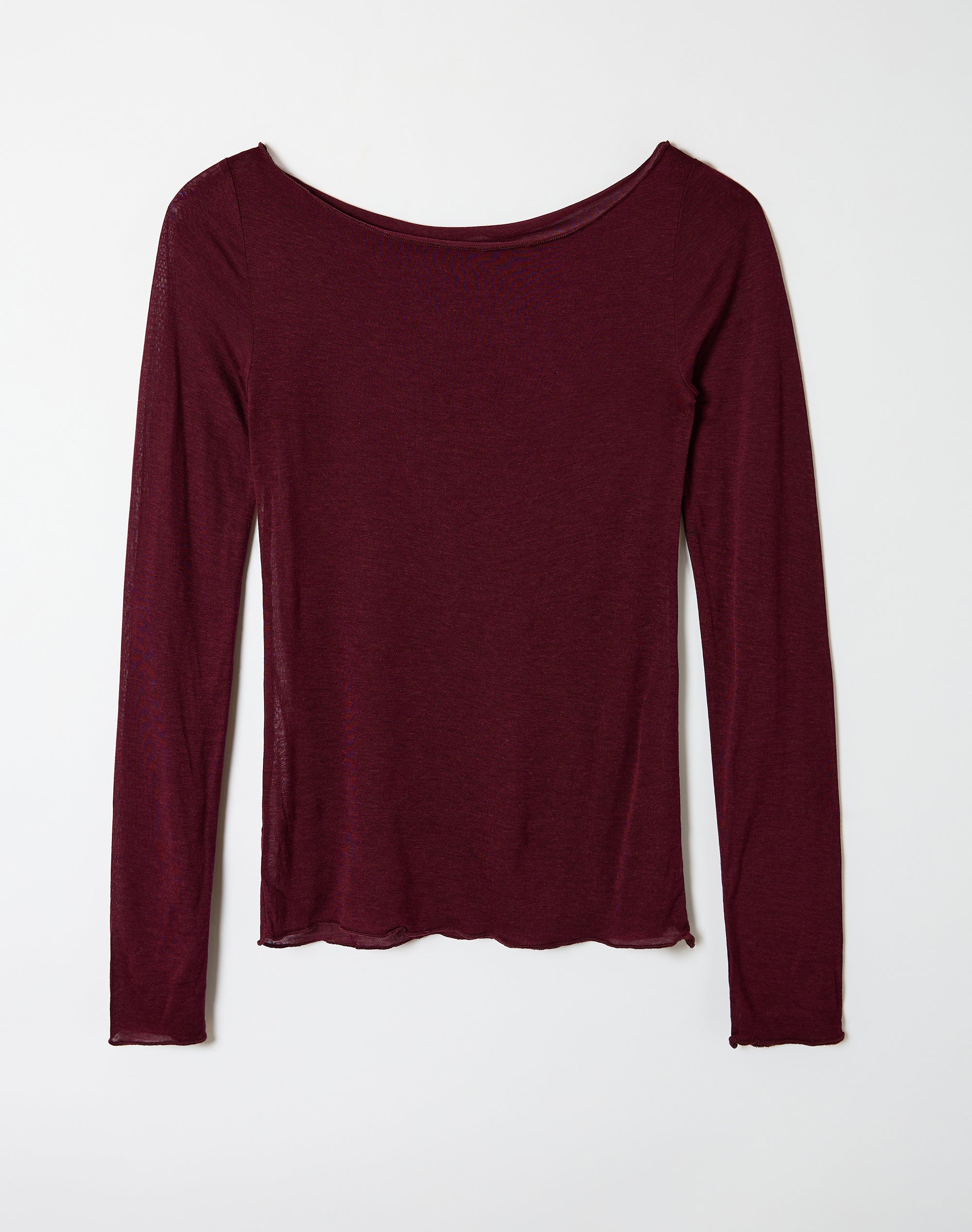 Sheer Boat Neck Long Sleeve Top