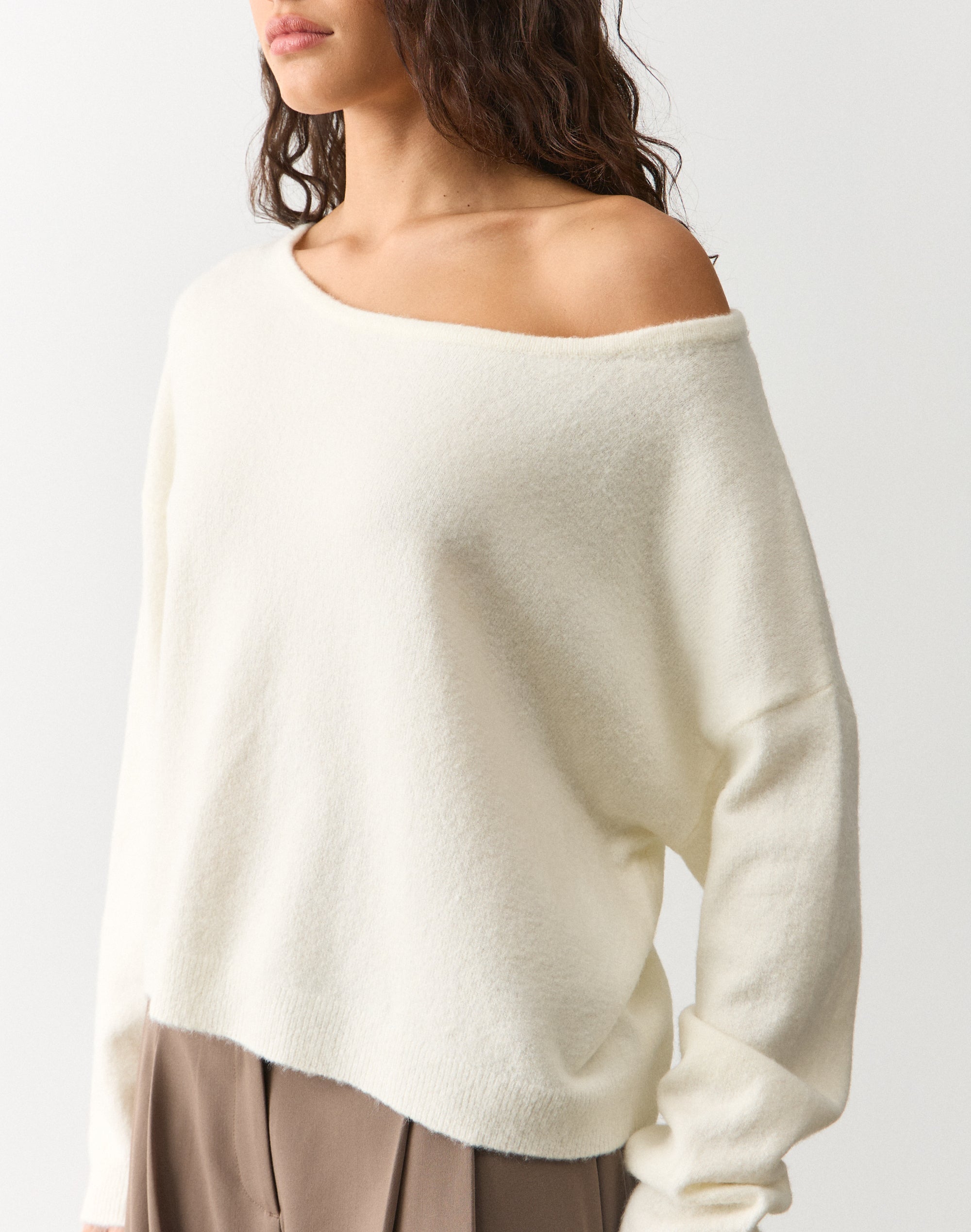 Off Shoulder Knit Long Sleeve