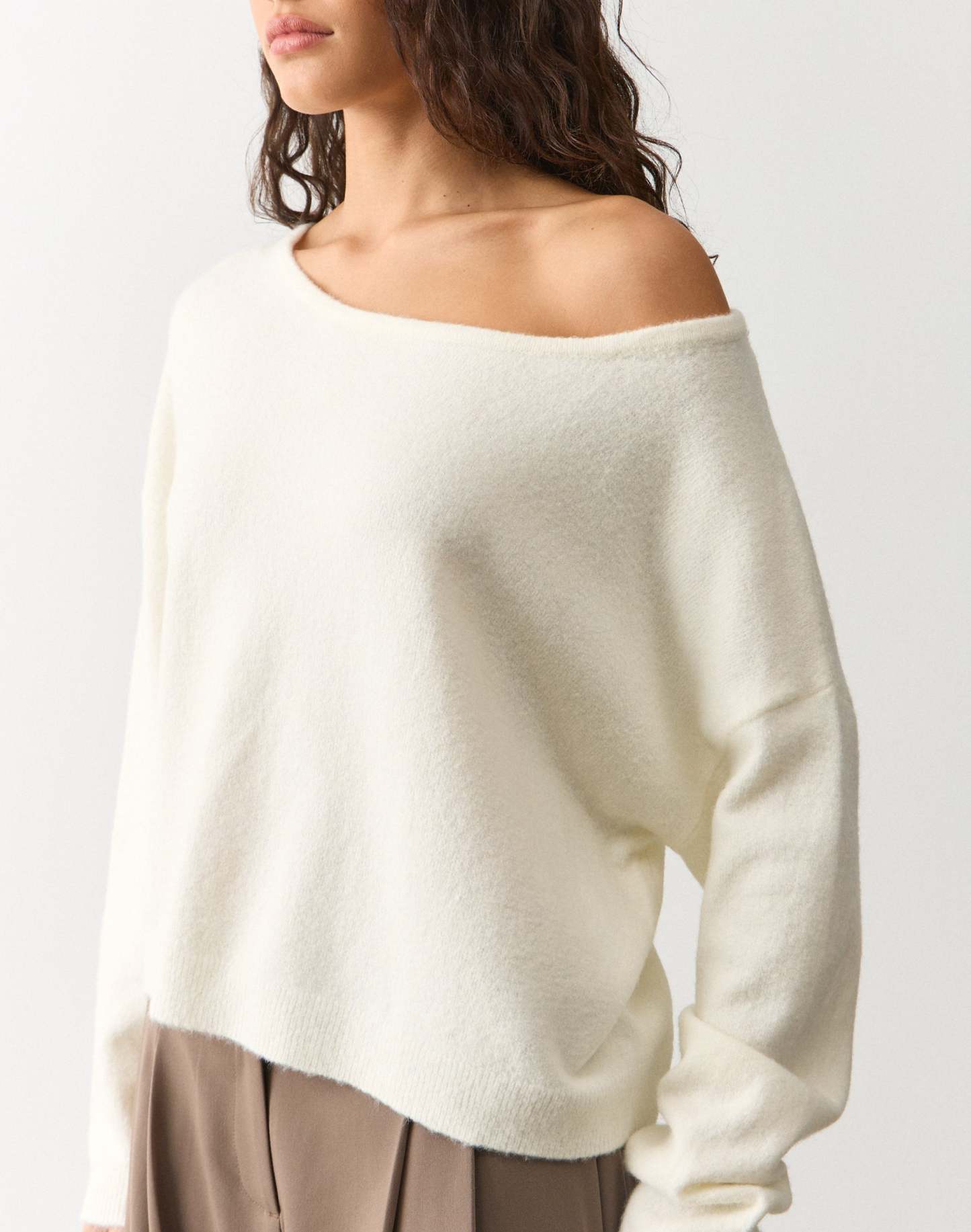 Off Shoulder Knit Long Sleeve