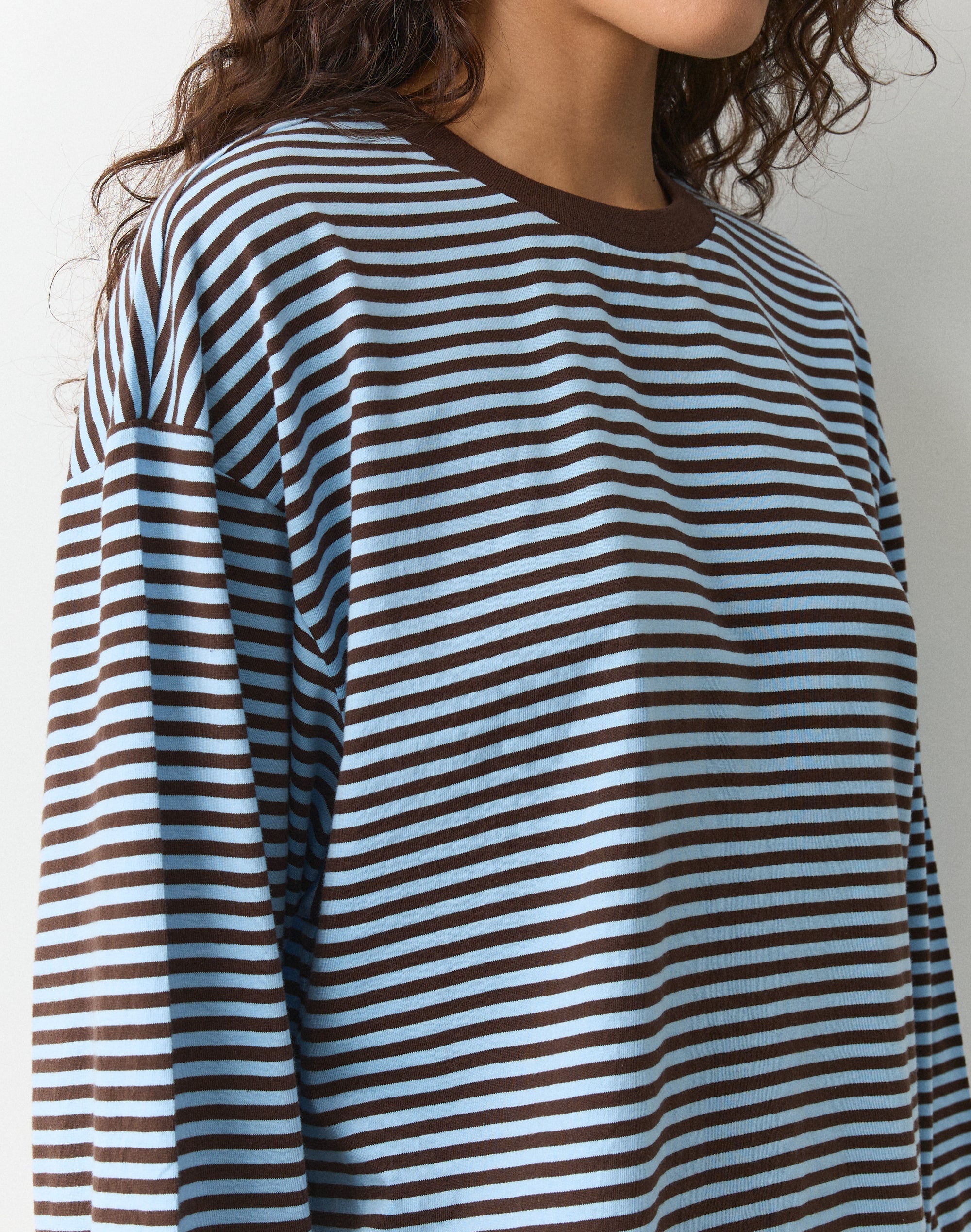 Stripe Cotton Boxy Long Sleeve Top