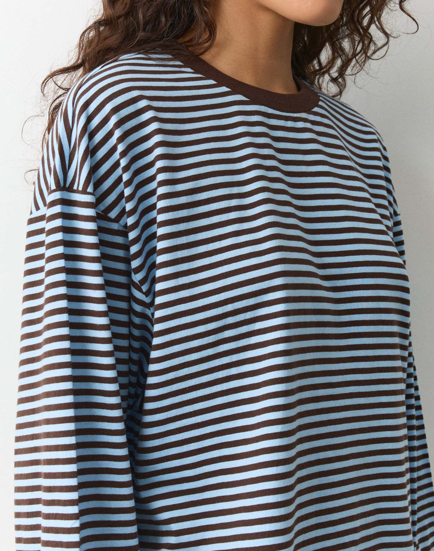 Stripe Cotton Boxy Long Sleeve Top