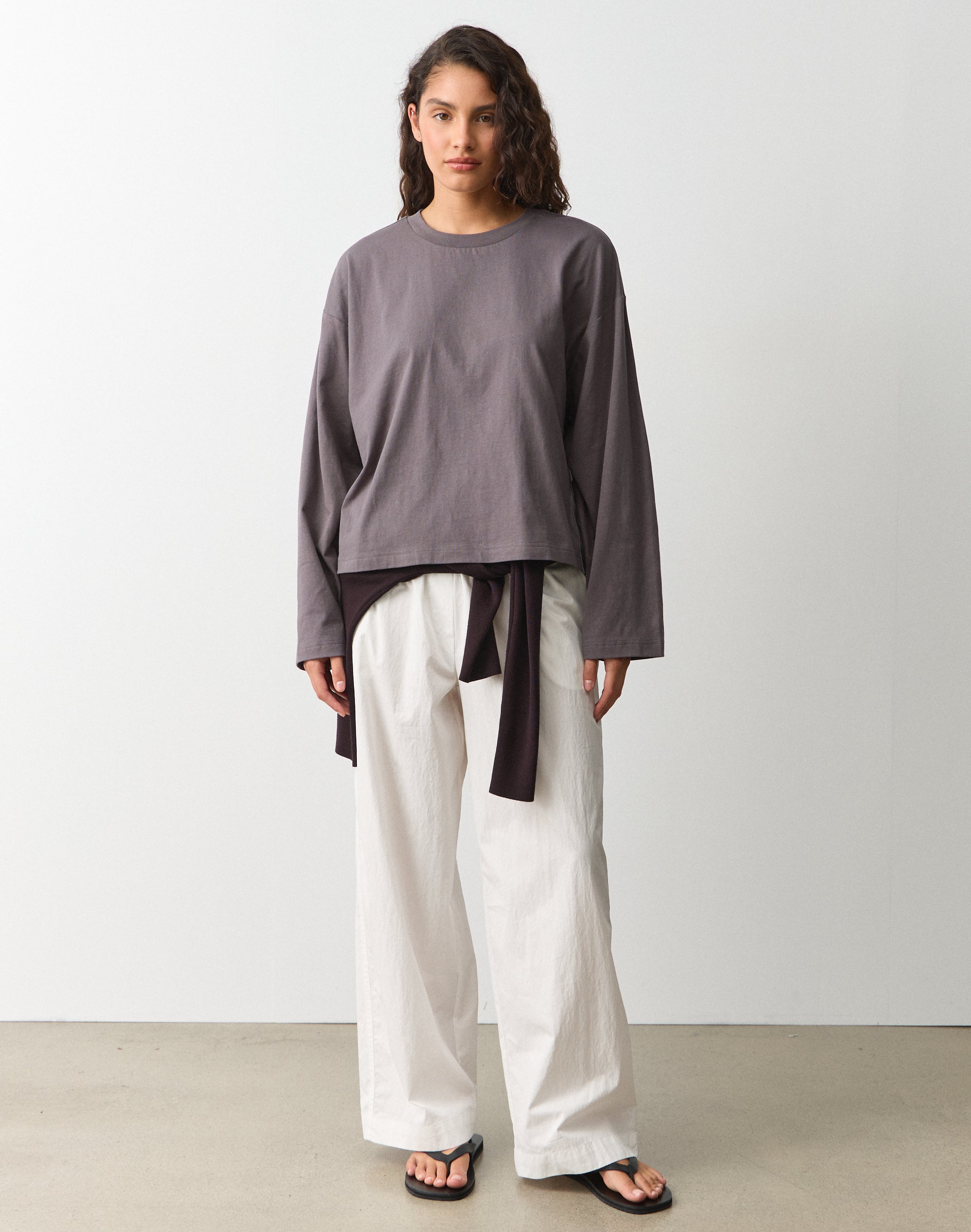 Cotton Boxy Long Sleeve Top