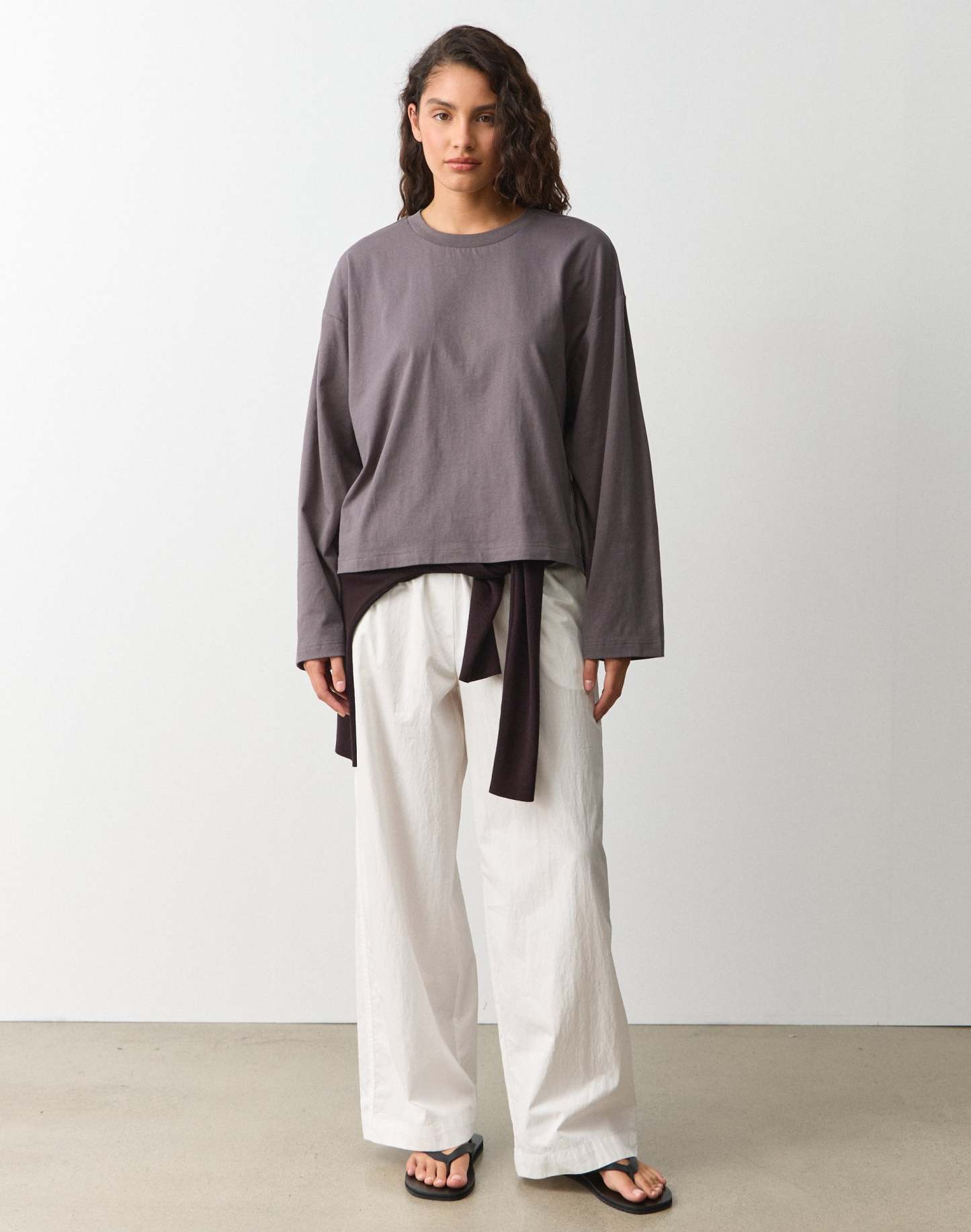 Cotton Boxy Long Sleeve Top