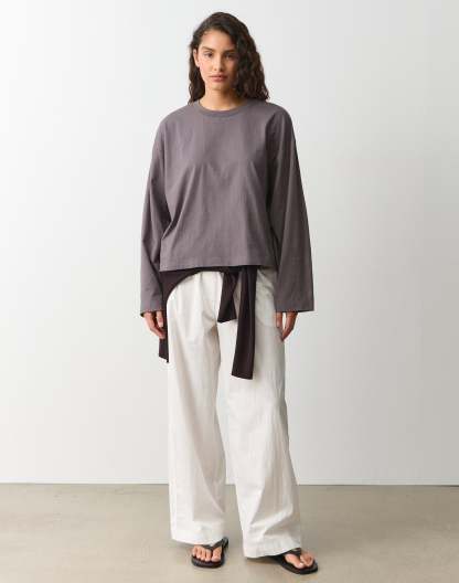 Cotton Boxy Long Sleeve Top