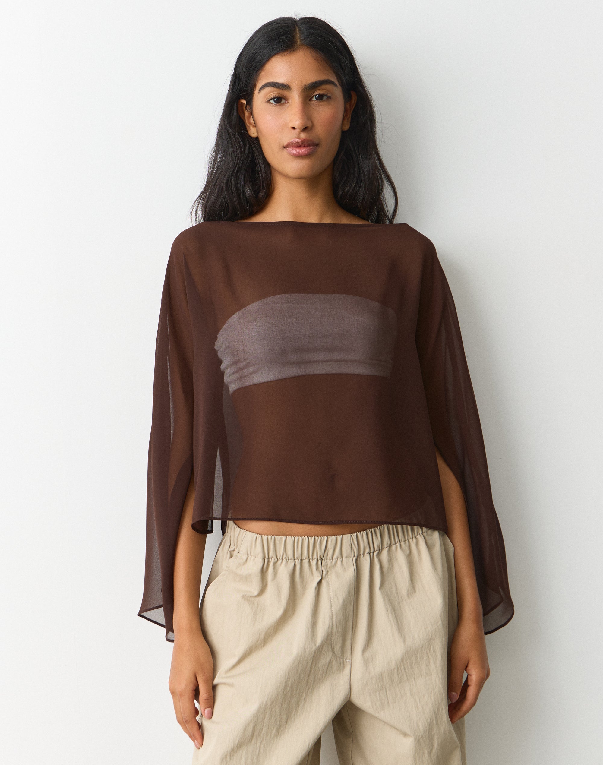 Chiffon Sheer Long Sleeve Blouse