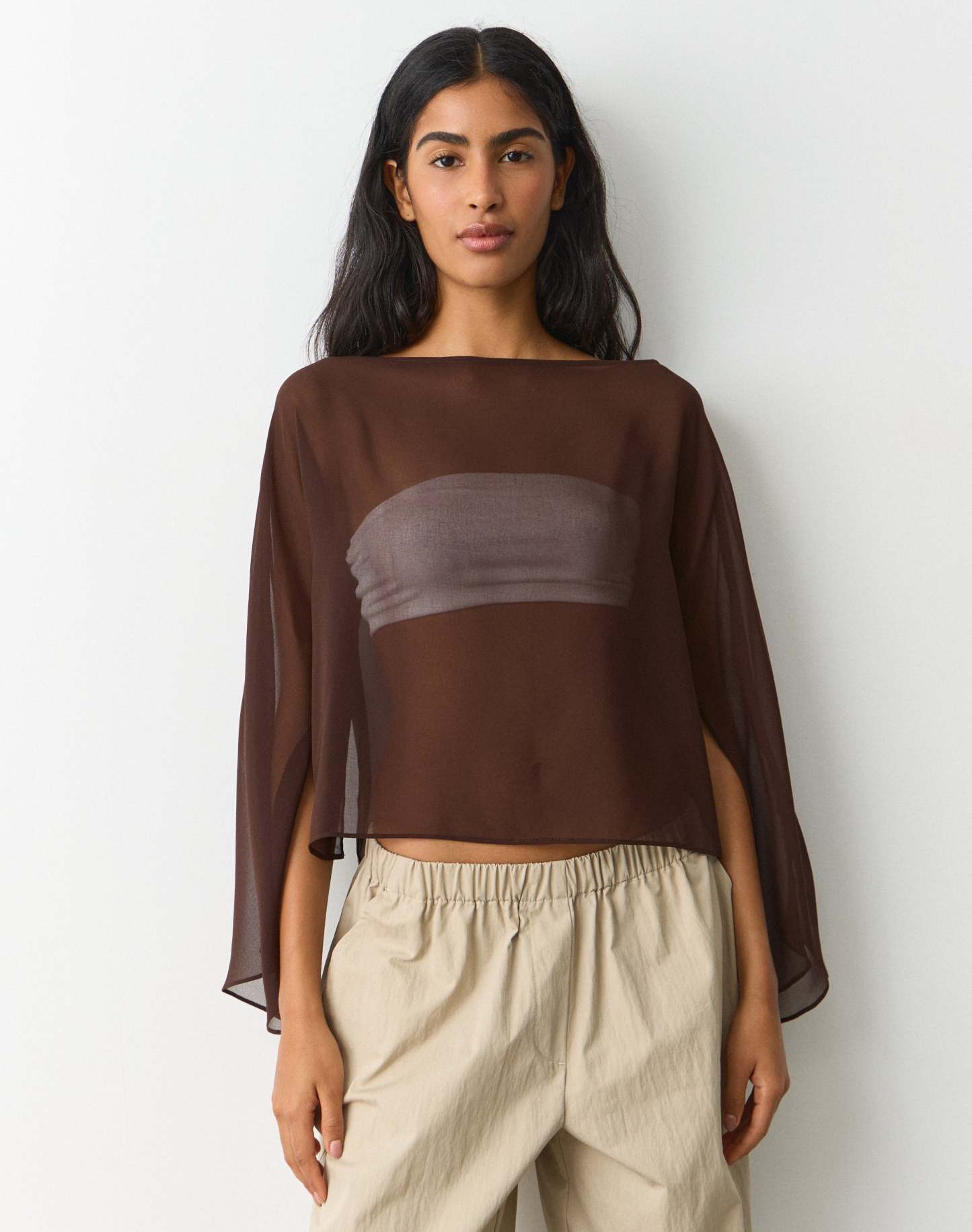 Chiffon Sheer Long Sleeve Blouse