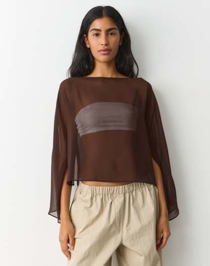 Chiffon Sheer Long Sleeve Blouse