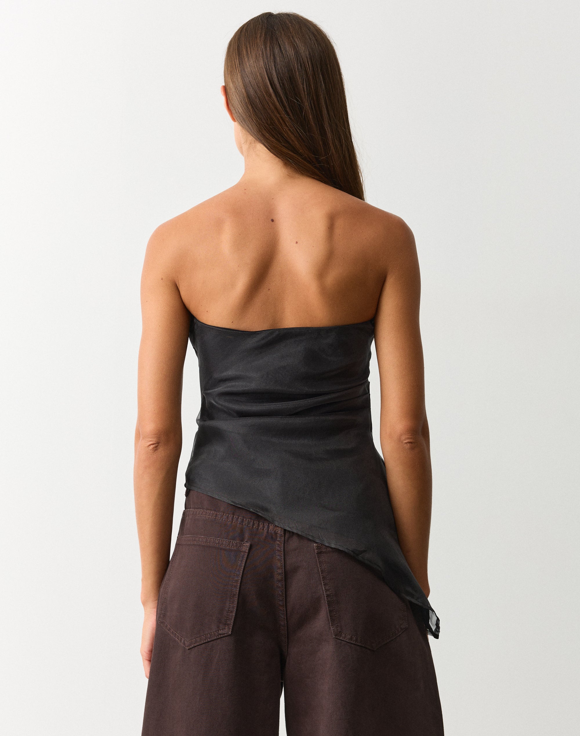 Asymmetrical Organza Strapless Top