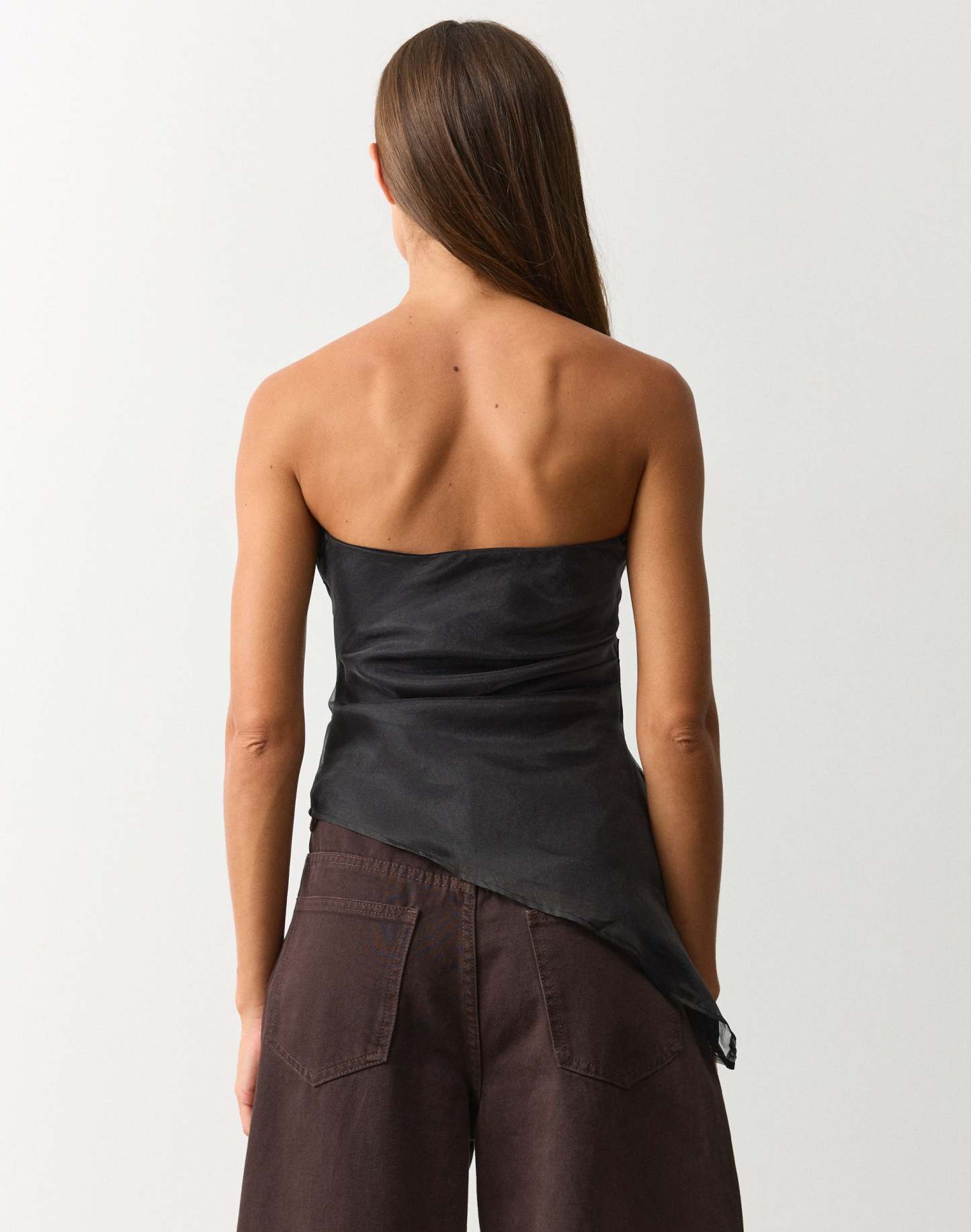 Asymmetrical Organza Strapless Top