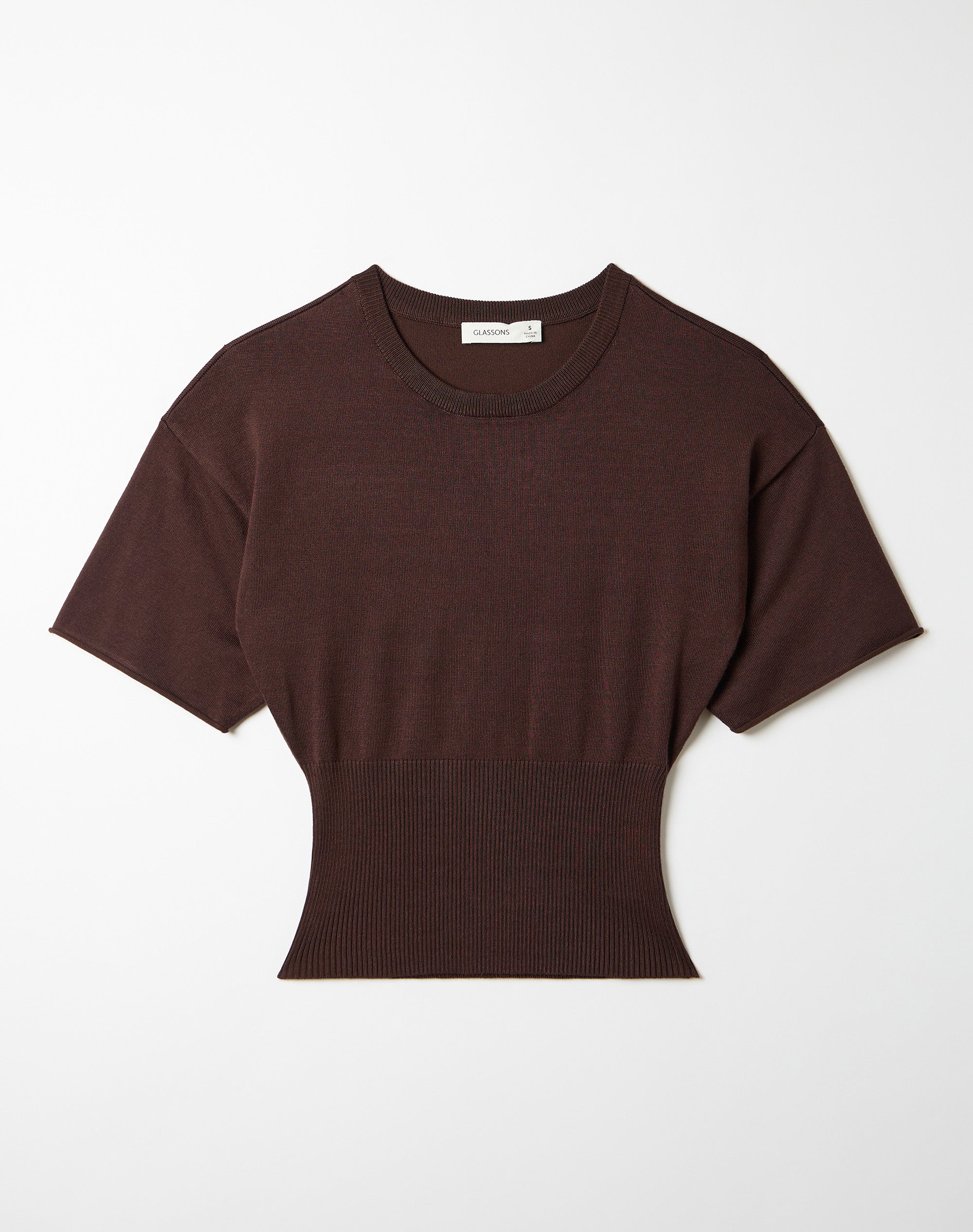 Short Sleeve Rib Waist Knit Top