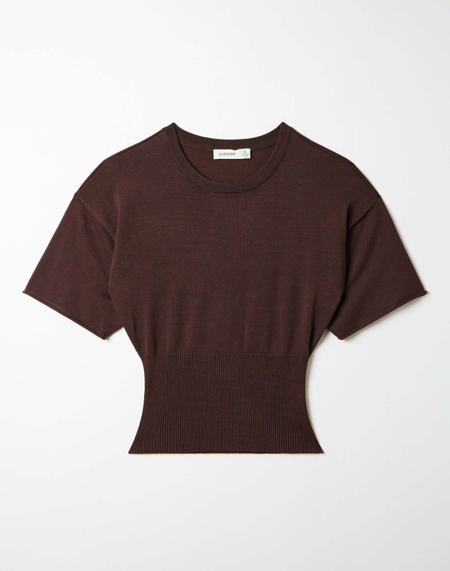 Short Sleeve Rib Waist Knit Top