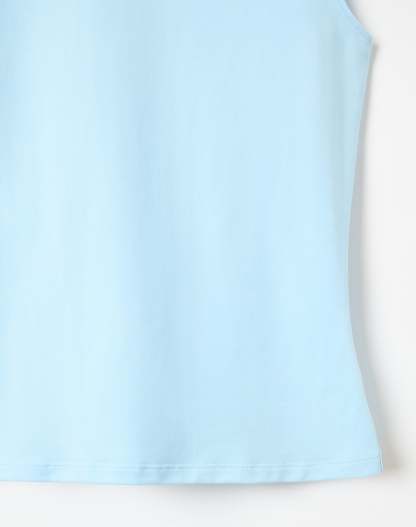 Cotton High Boat Neck Fitted Tank