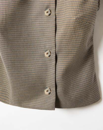 Funnel Neck Button Up Blouse