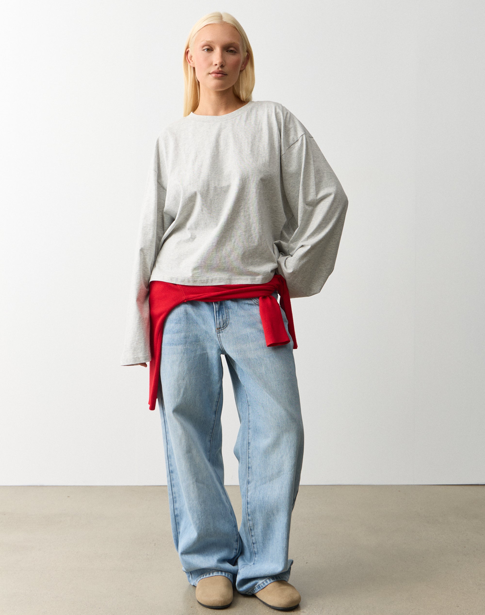 Cotton Boxy Long Sleeve Top