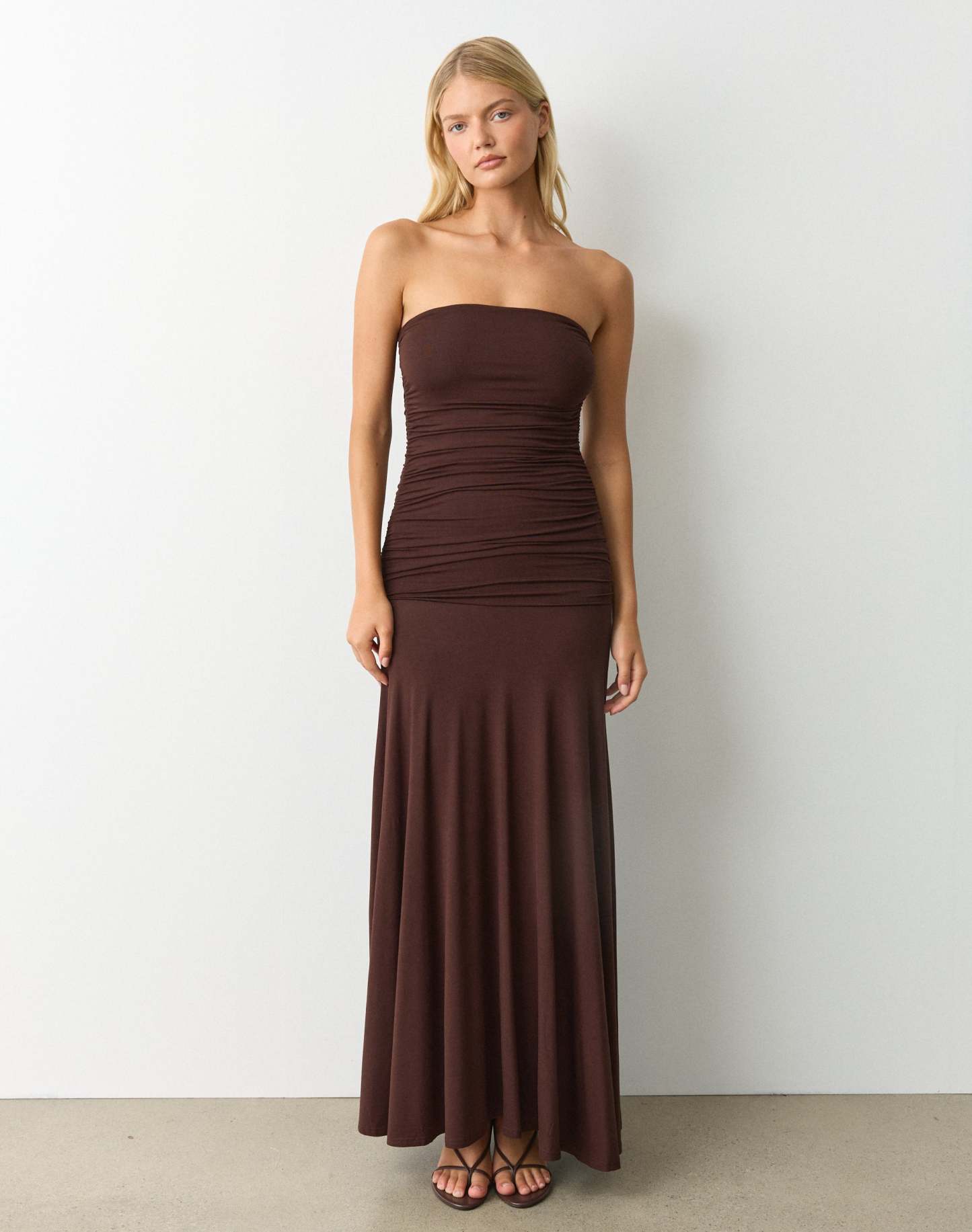 Strapless Drop Waist Maxi Dress