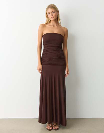 Strapless Drop Waist Maxi Dress