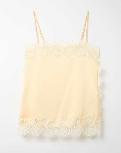 Lace Trim Satin Square Neck Cami