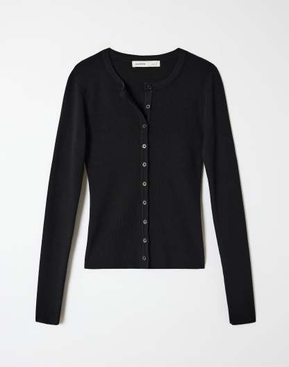 Rib Button Up Knit Cardigan