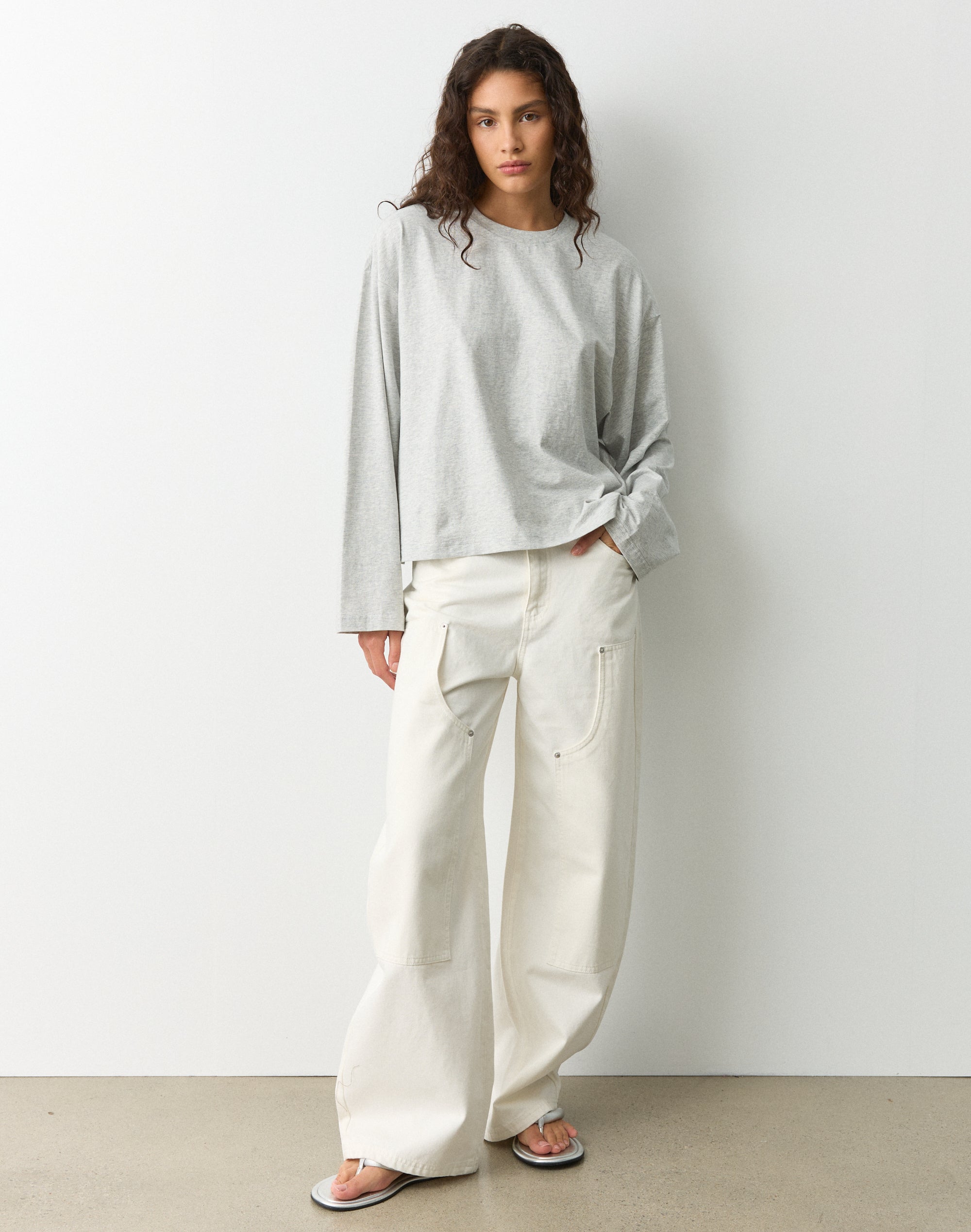 Cotton Boxy Long Sleeve Top