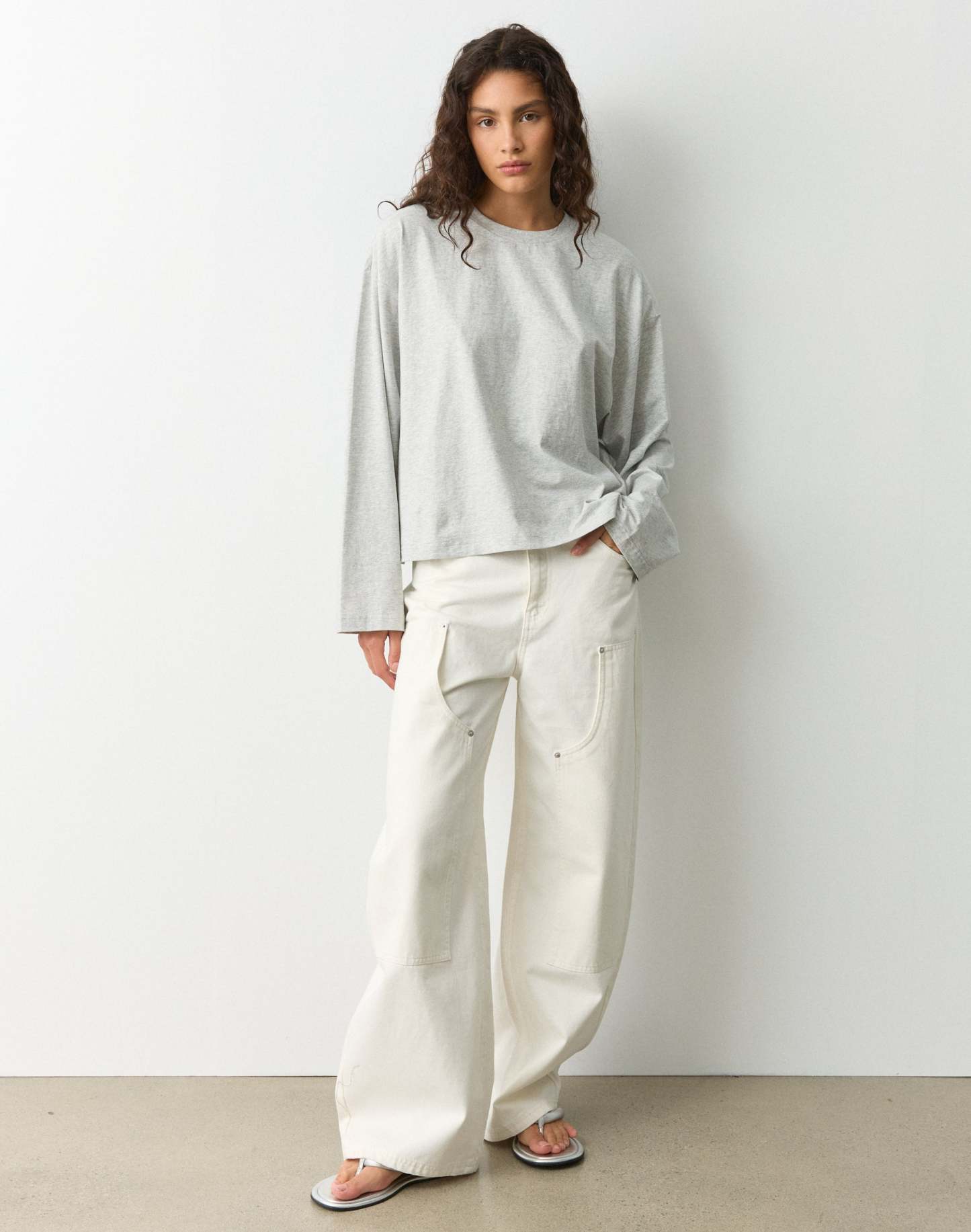 Cotton Boxy Long Sleeve Top