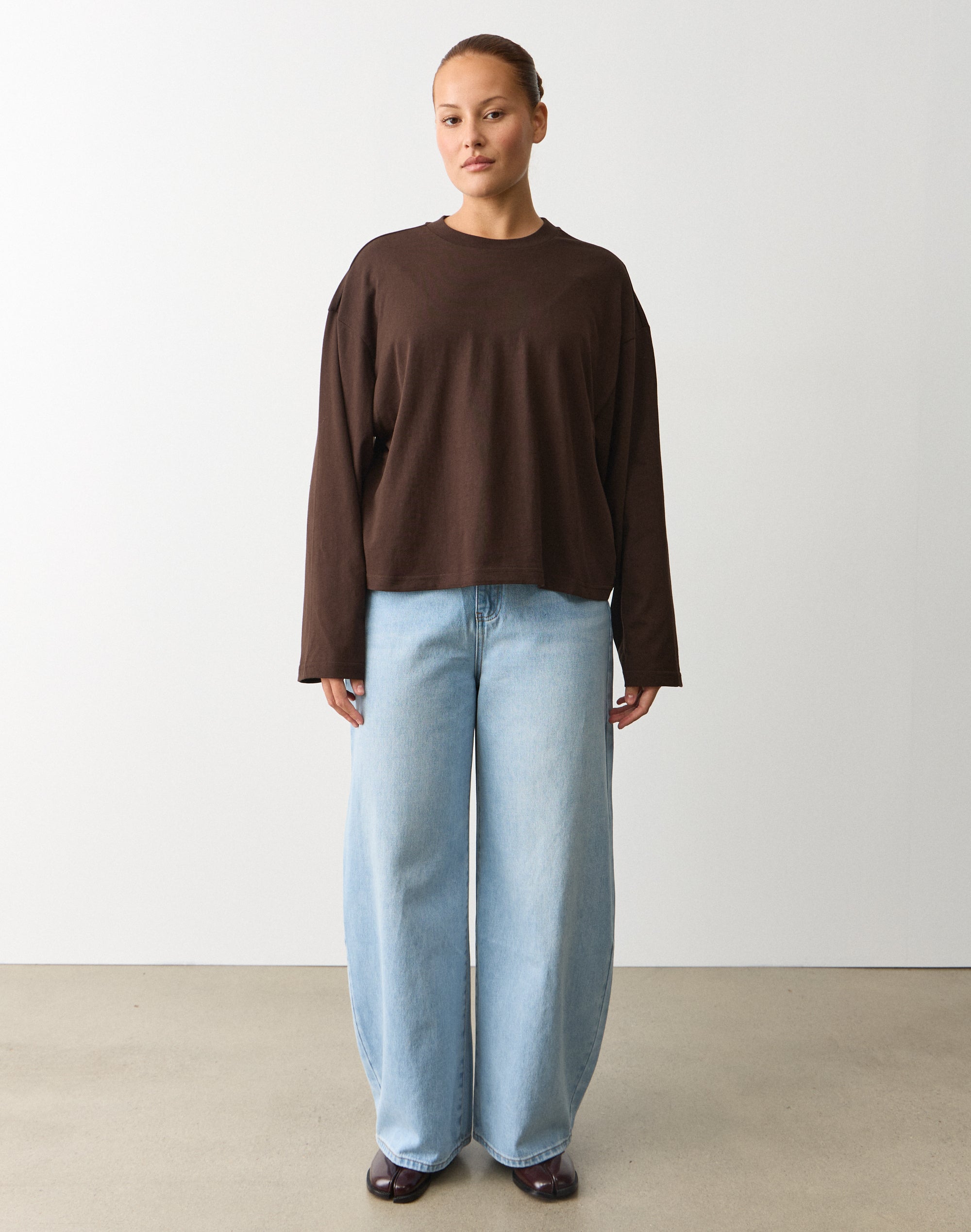 Cotton Boxy Long Sleeve Top