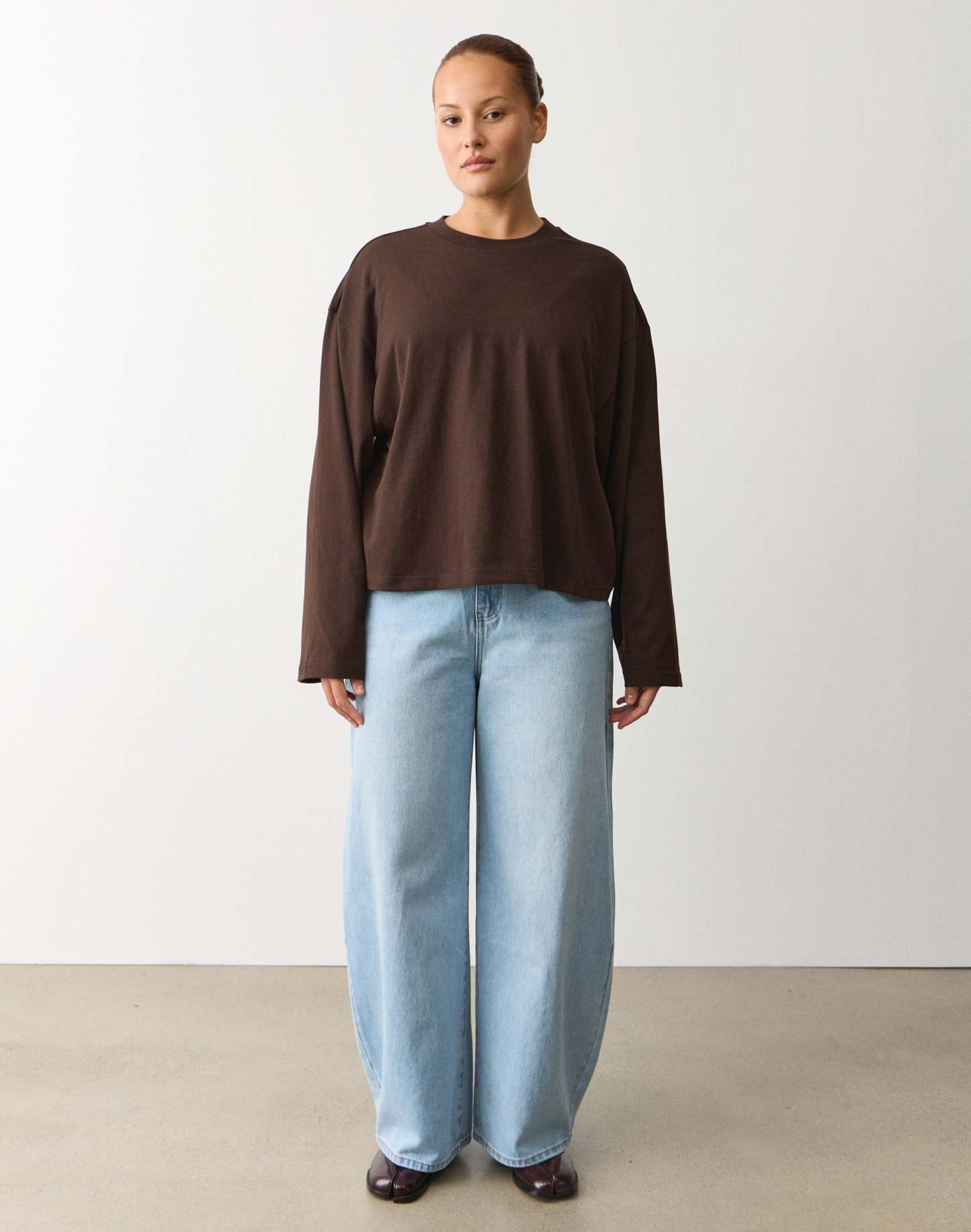 Cotton Boxy Long Sleeve Top