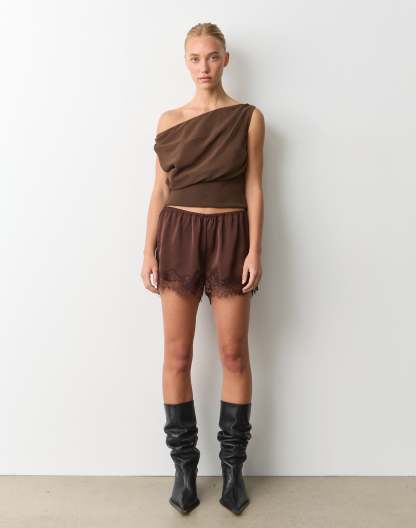 Chiffon Off Shoulder Cinched Top