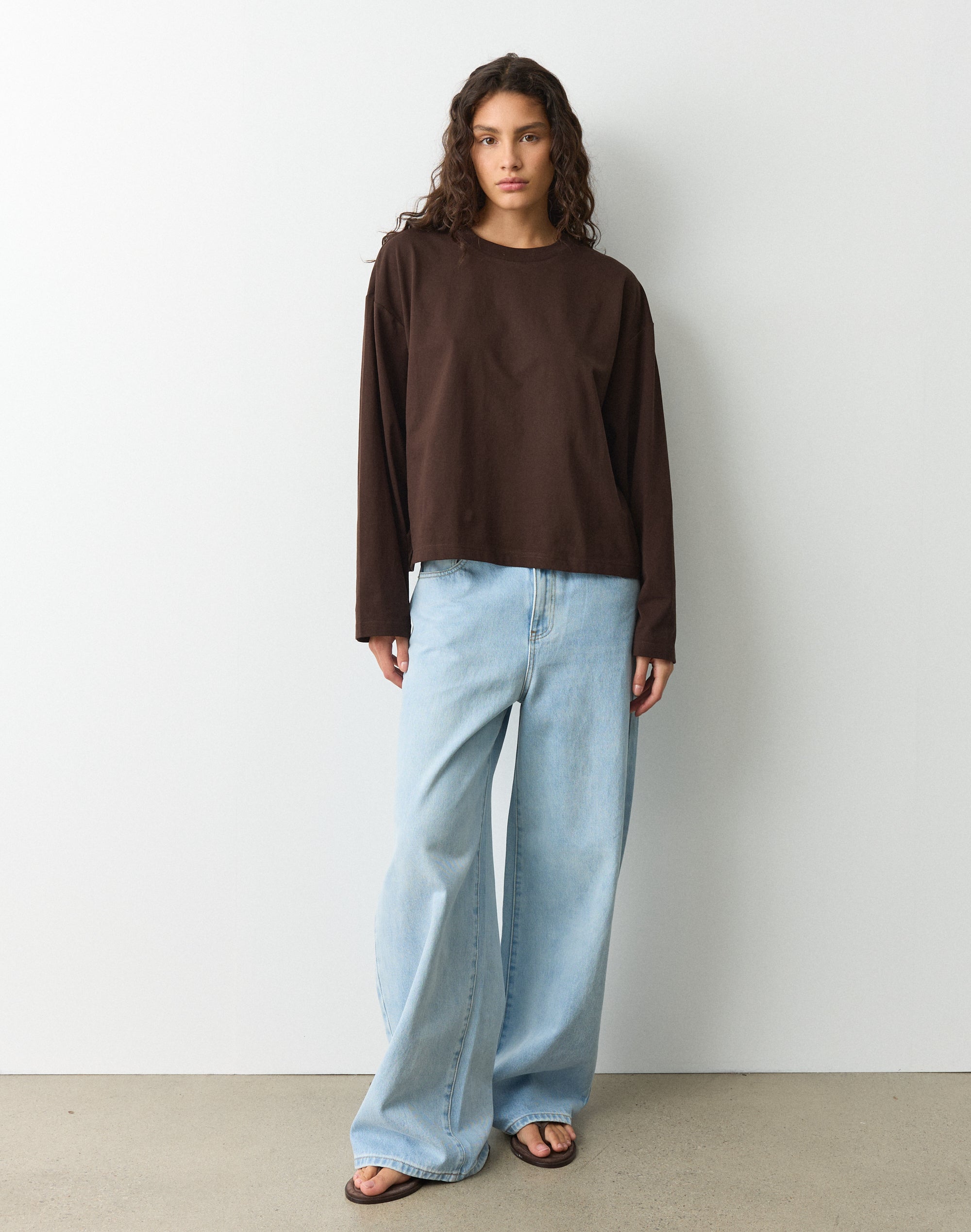 Cotton Boxy Long Sleeve Top