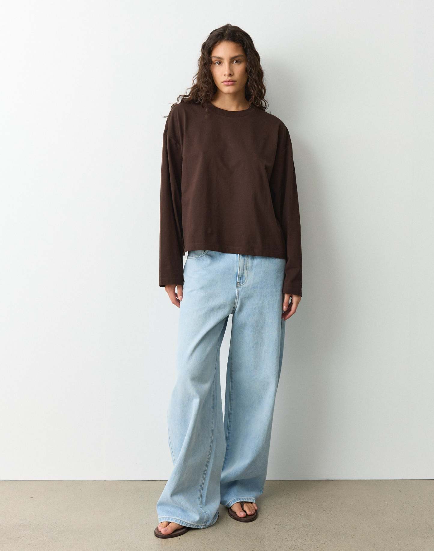 Cotton Boxy Long Sleeve Top