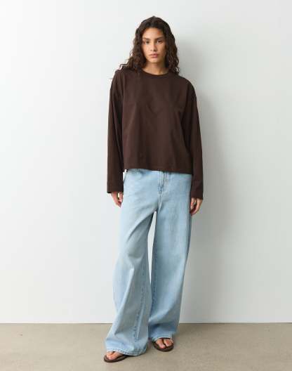 Cotton Boxy Long Sleeve Top