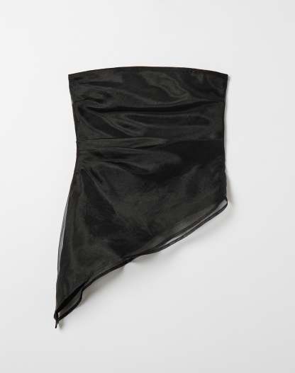 Asymmetrical Organza Strapless Top