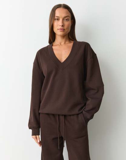 Cotton V Neck Sweatshirt
