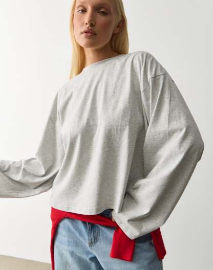 Cotton Boxy Long Sleeve Top