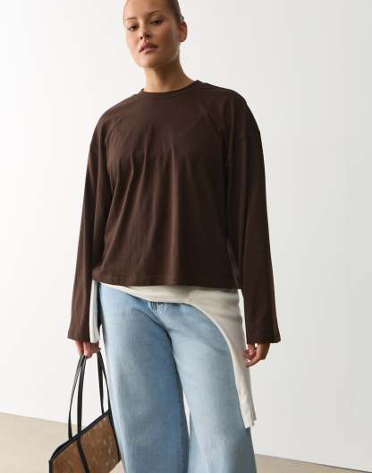 Cotton Boxy Long Sleeve Top