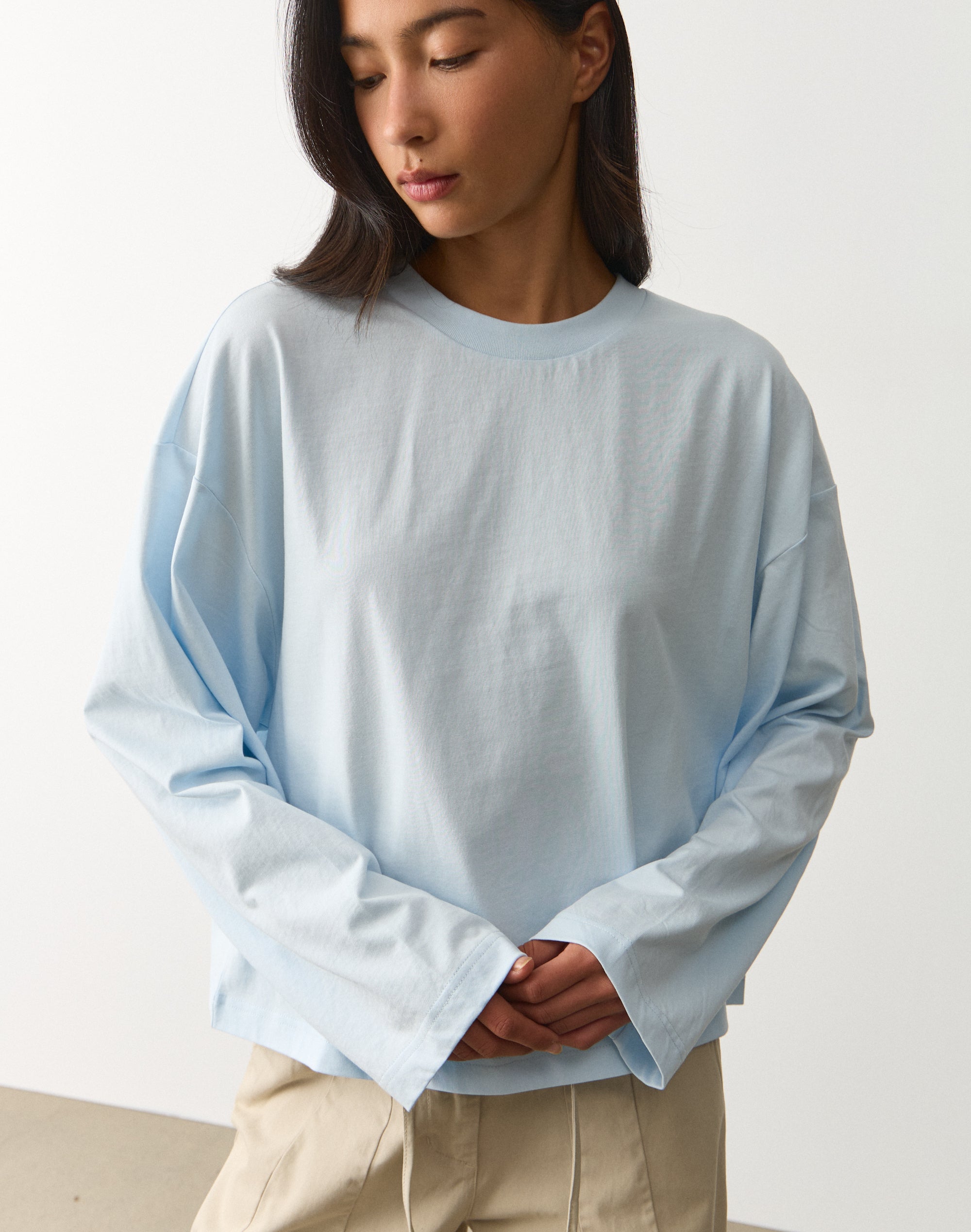 Cotton Boxy Long Sleeve Top
