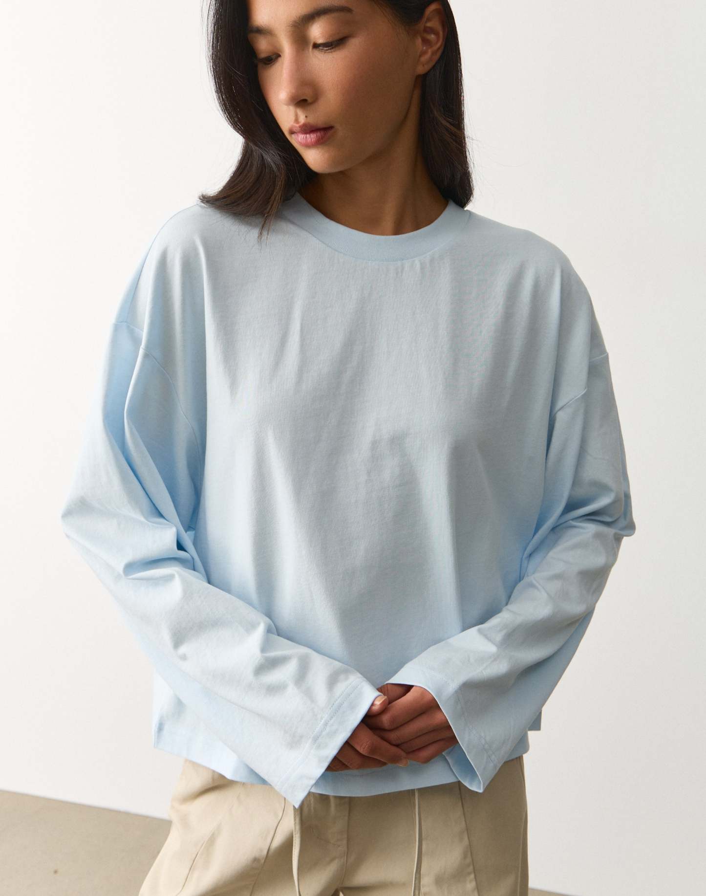 Cotton Boxy Long Sleeve Top